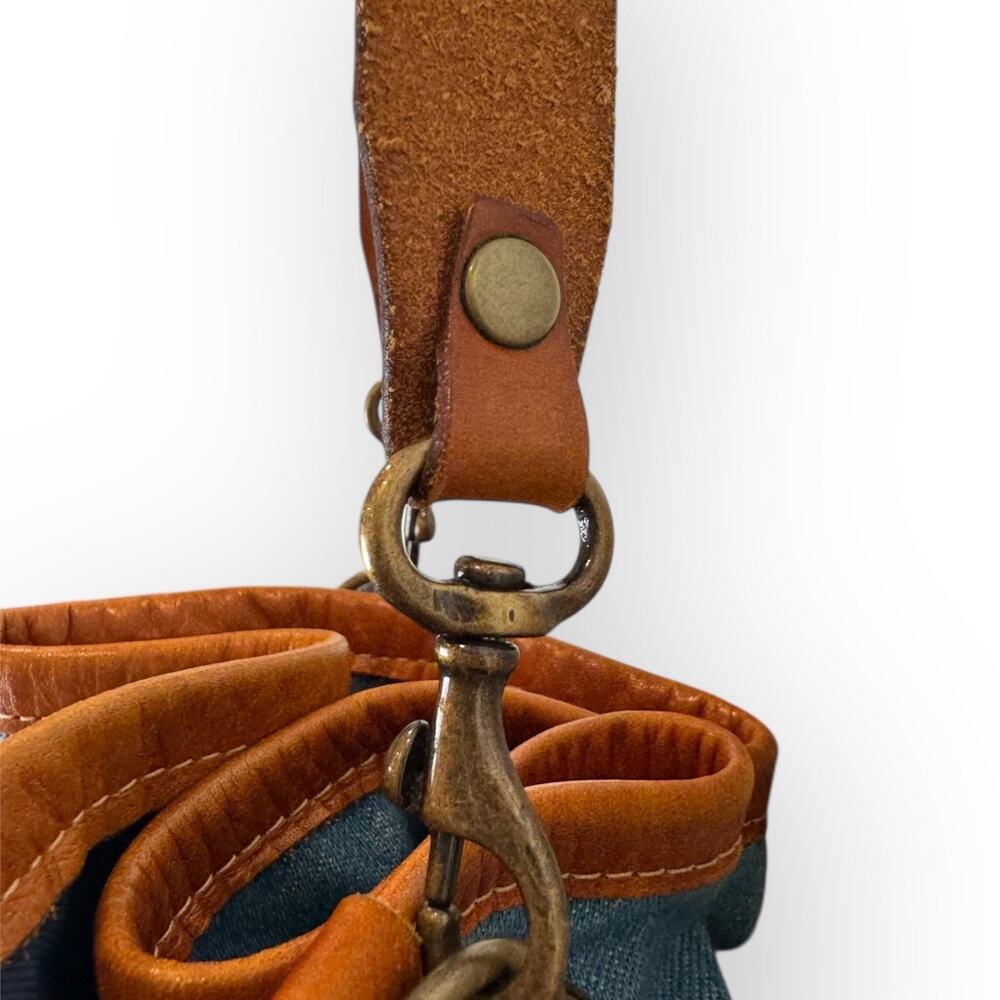 Parker Thatch Morgan Denim Leather Bucket Bag Rare Edition Drawstring EUC - Picture 8 of 16